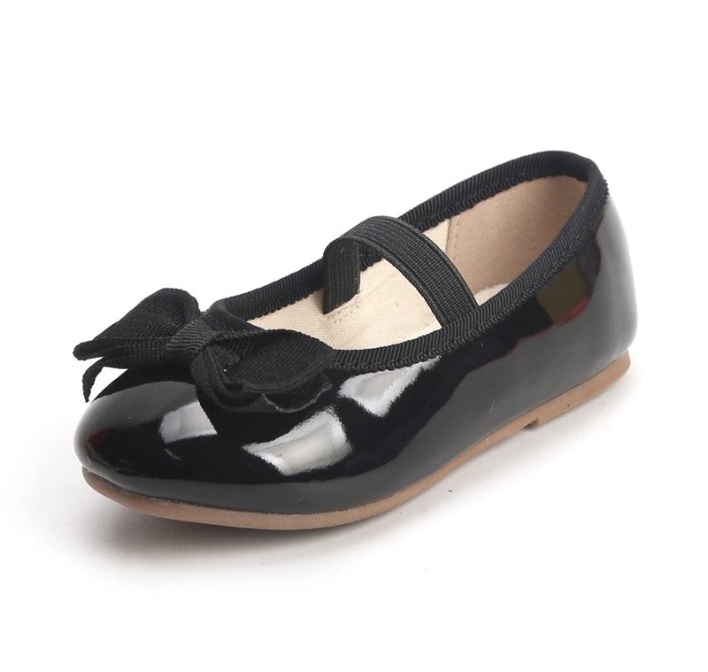 THEE BRON Girls Mary Jane Ballet Flats Toddler Flower Girls Dress Shoes for Party Wedding(G02 Black/7M)